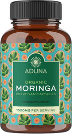 Aduna Organic Moringa Capsules 1500mg | 180 Cápsulas Veganas de Hojas de Moringa Pura