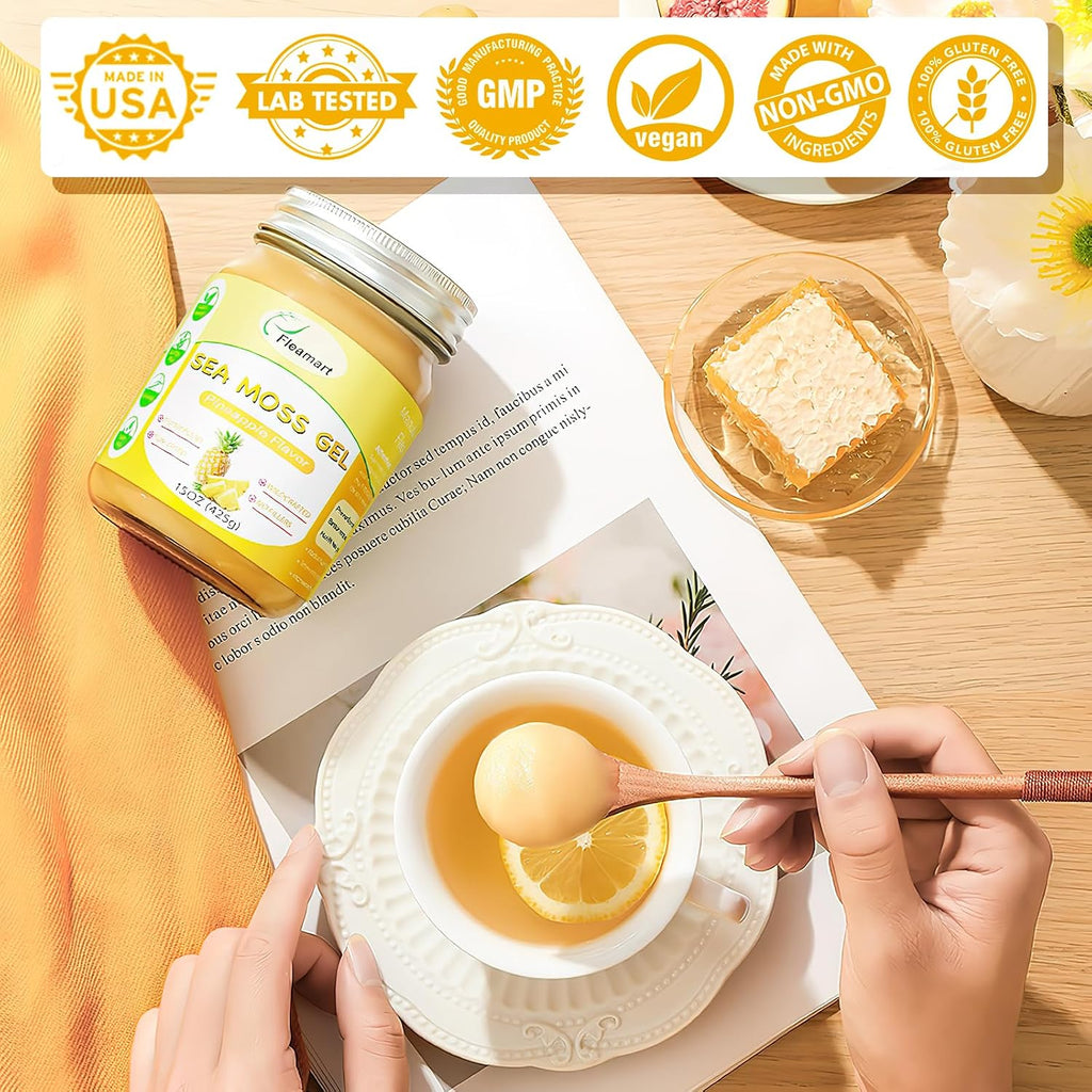 Gel de Musgo Marino Irlandés Silvestre (425 g) - Sabor Piña - Suplemento Vegano con Vitaminas y Minerales