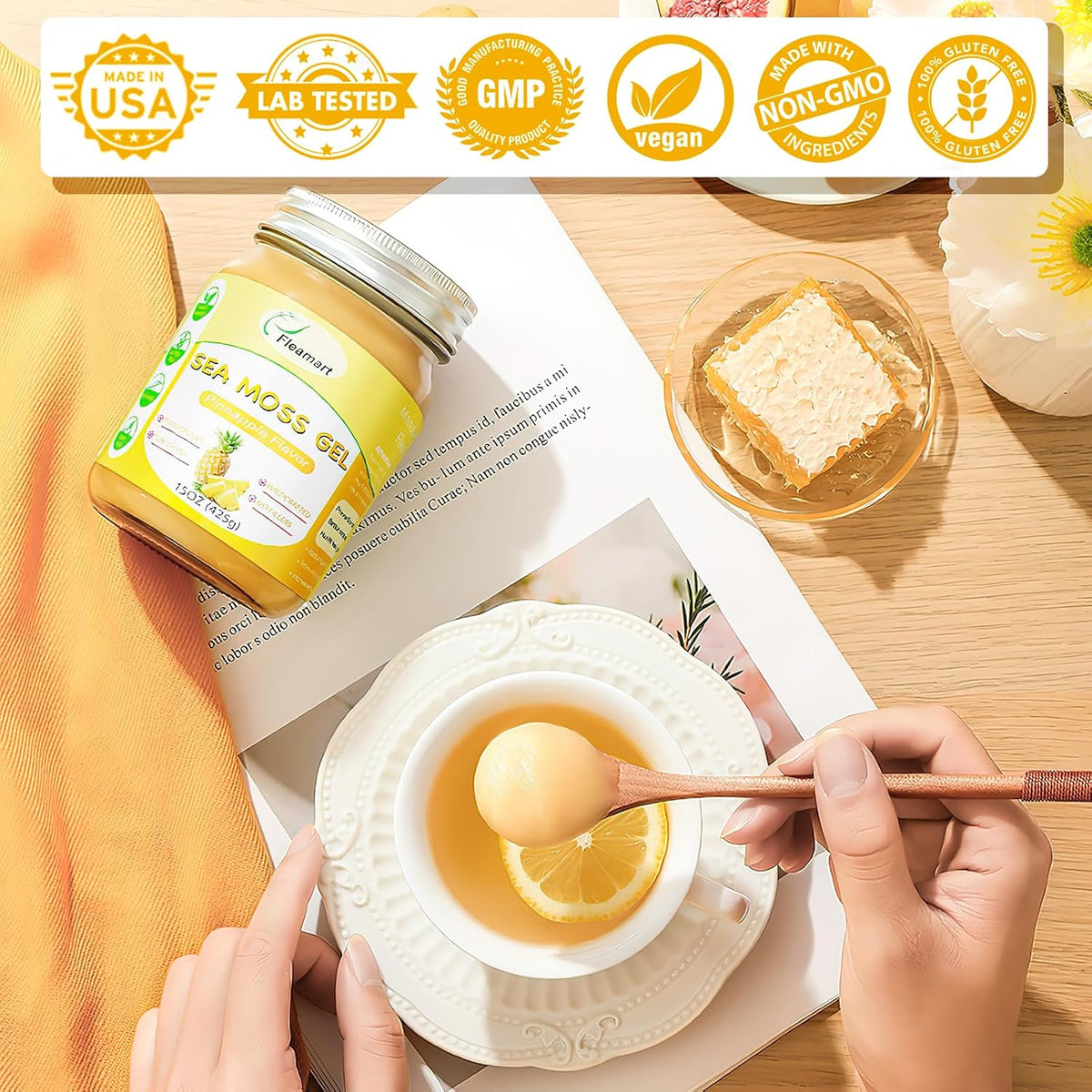 Gel de Musgo Marino Irlandés Silvestre (425 g) - Sabor Piña - Suplemento Vegano con Vitaminas y Minerales – Image 2