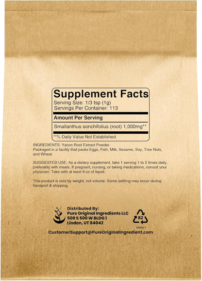 PURE ORIGINAL INGREDIENTS Extracto de Raíz de Yacón (113 g) Siempre Puro, Sin Rellenos ni Aditivos, Suplemento Herbal en – Image 2