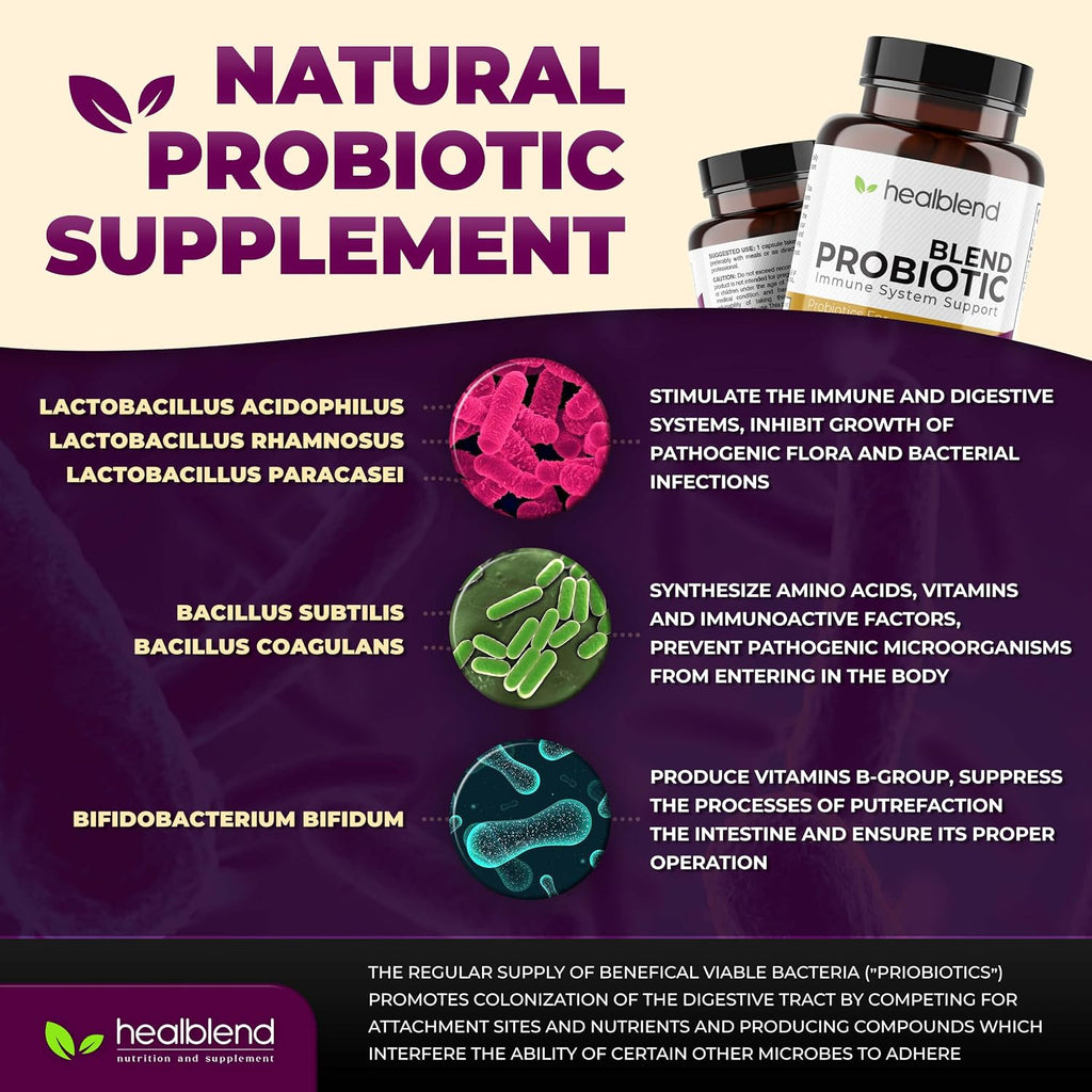 healblend Probiotic – 120 Cápsulas Veganas para Salud Digestiva e Inmunidad