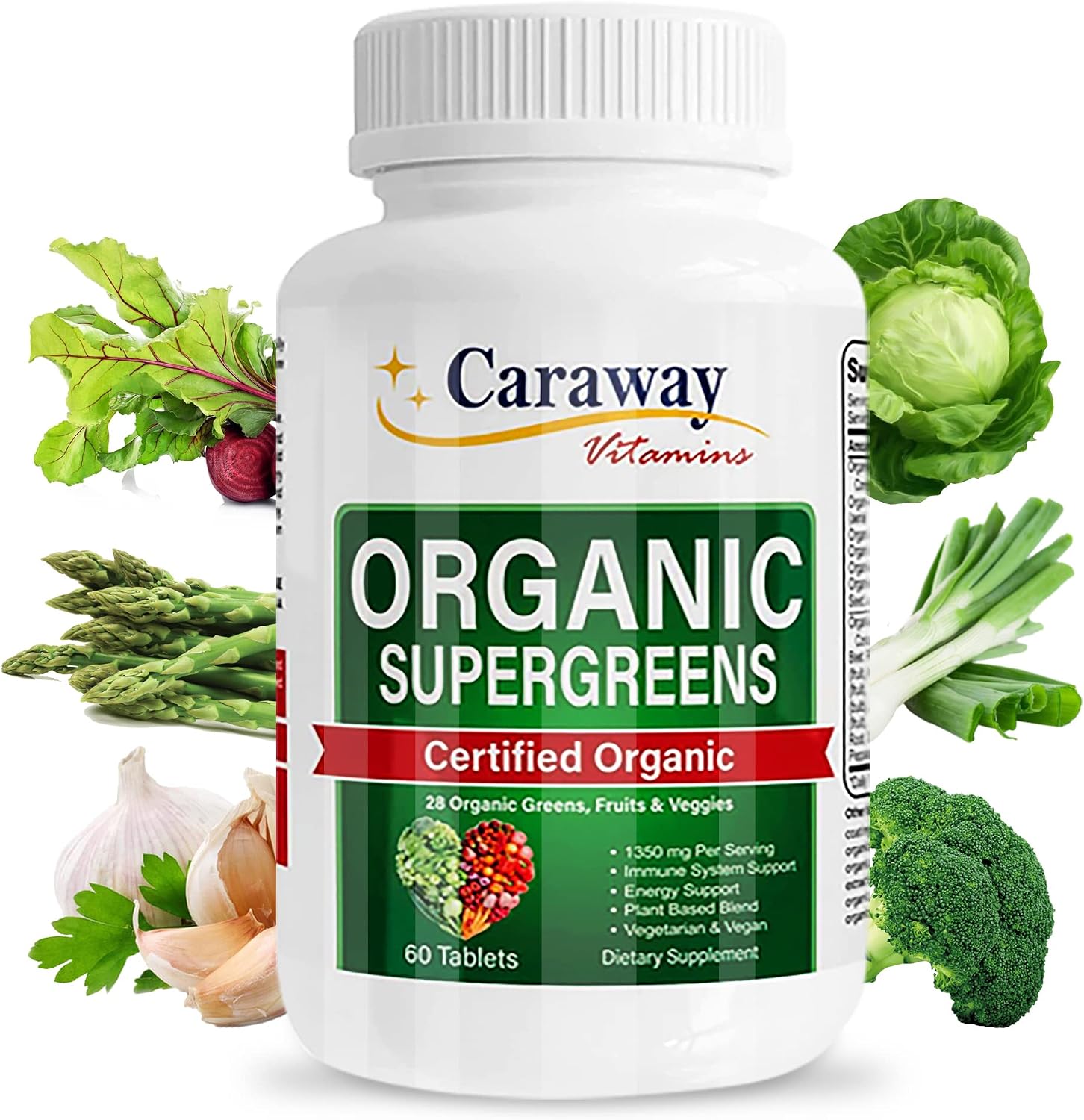 Caraway Vitamins Organic Superfoods Greens Complex - 60 Comprimidos Veganos