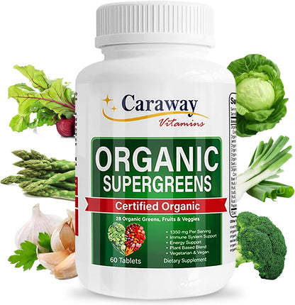 Caraway Vitamins Organic Superfoods Greens Complex - 60 Comprimidos Veganos – Image 1