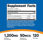 Nutricost Calcio con Vitamina D, 1200 mg Calcio + 50 mcg Vitamina D, 240 Comprimidos
