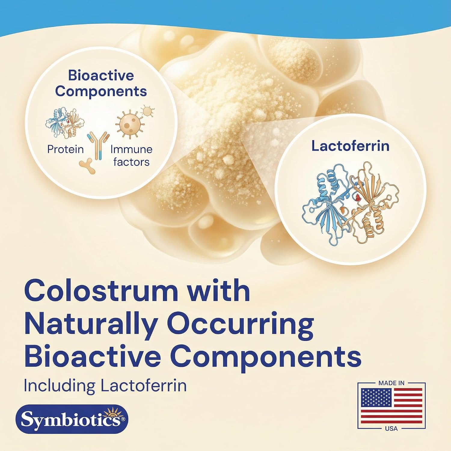 Symbiotics Naturade Calostro Masticable – Apoyo Inmunitario y Digestivo con Lactoferrina, Sin Gluten, Bajo en Azúcar (120 Comprimidos, Sabor Piña)