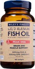 Wiley's Finest Aceite de Pescado Wild Alaskan Peak DHA - 900 mg EPA y DHA - 180 Perlas (90 Dosis)