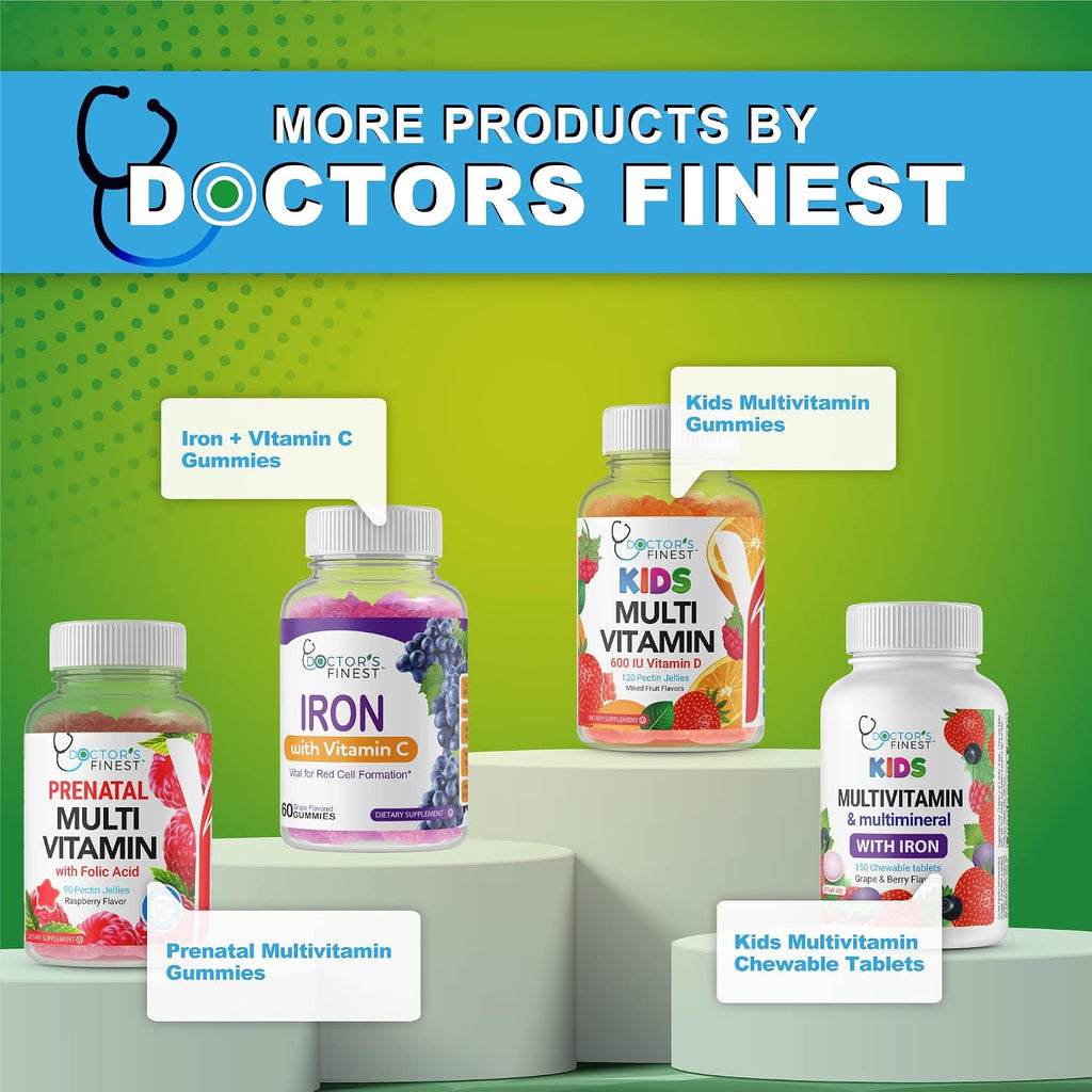 Doctors Finest Complejo B Gomitas Veganas - Sabor Fresa Natural - 90 Gomitas