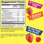 WellYeah Gomitas de Complejo B para Niños con Vitamina C - Sabor Fresa - 60 Gomitas