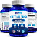 White Mulberry 1000mg 200 Cápsulas Veganas – Extracto de Hoja de Morera Blanca