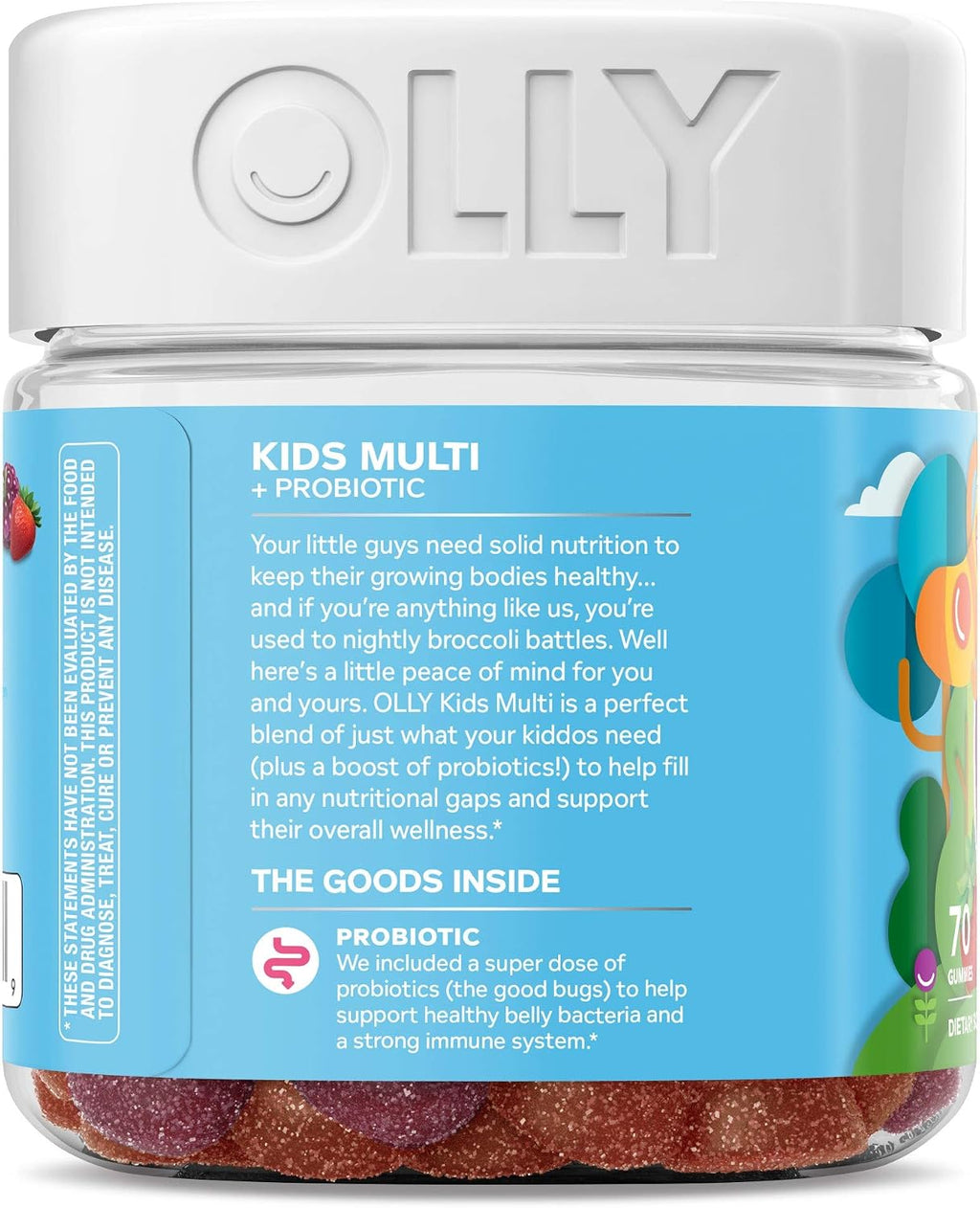 OLLY Kids Multivitamin + Probiotic Gummy - Gomitas multivitamínicas con probióticos para niños, sabor bayas, 70 unidades (pack de 3)