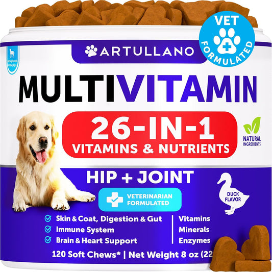 Artullano Multivitamínico para Perros 26 en 1 con Glucosamina - 120 Comprimidos Masticables