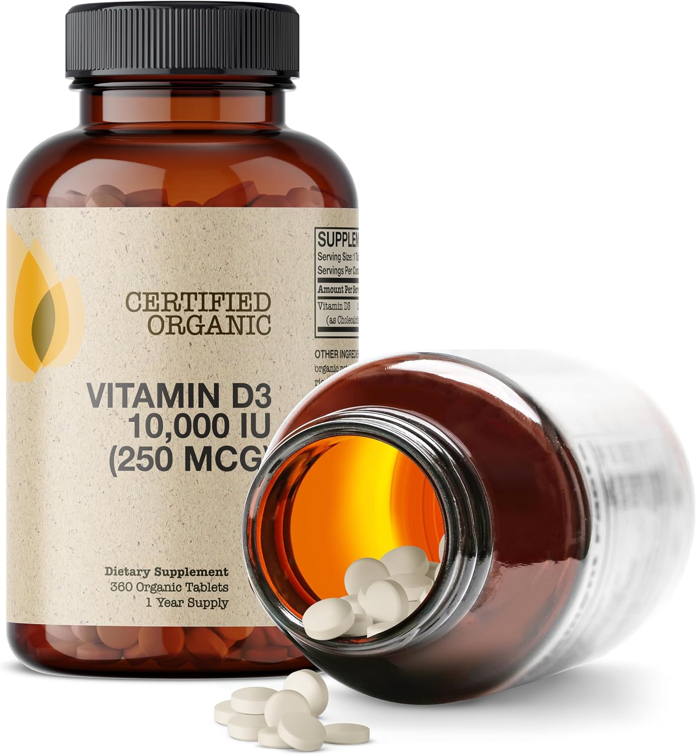 Futurebiotics Vitamina D3 10.000 UI (250 mcg) - 360 Comprimidos Orgánicos