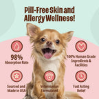 Licks Littles Skin & Allergy - Apoyo para la piel, el pelaje y las alergias estacionales en perros pequeños - Omega 3, Cúrcuma, Inositol y Vitamina C - Sobres de gel sin pastillas - Sabor a pescado - 30 sobres
