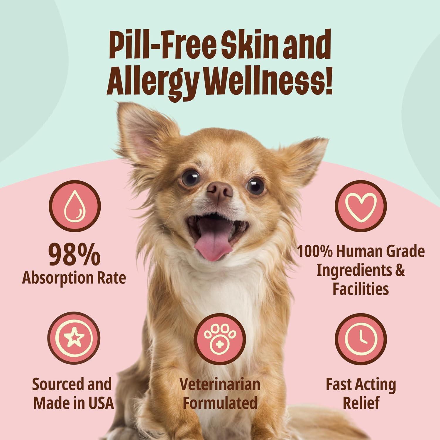 Licks Littles Skin & Allergy - Apoyo para la piel, el pelaje y las alergias estacionales en perros pequeños - Omega 3, Cúrcuma, Inositol y Vitamina C - Sobres de gel sin pastillas - Sabor a pescado - 30 sobres