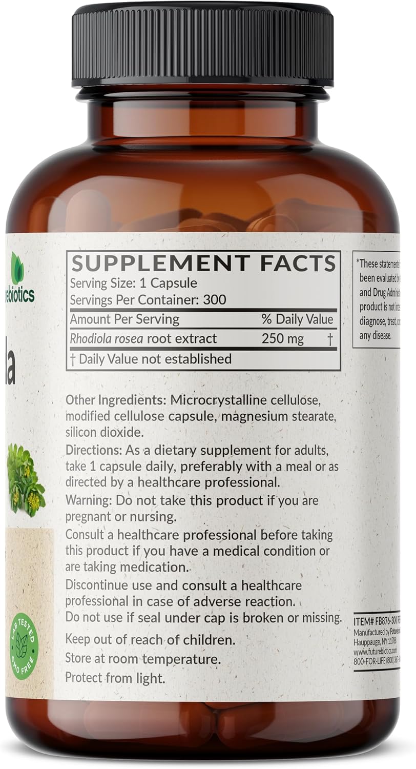 Futurebiotics Rhodiola Rosea 1000 mg Polvo en Cápsulas Vegetarianas, 300 Cápsulas
