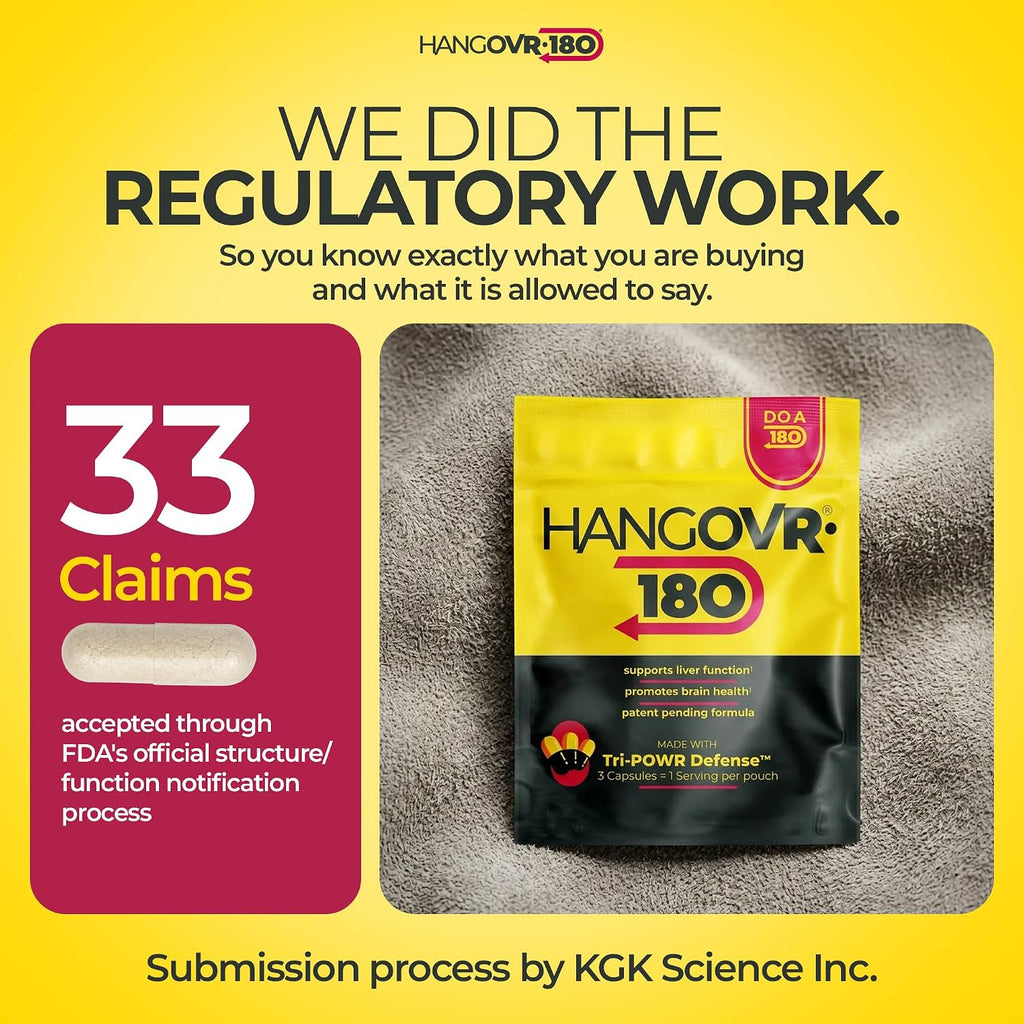 Hangovr180® Tri-Power Before Drinking Defense - Suplemento con DHM 1500mg (8 Sobres)