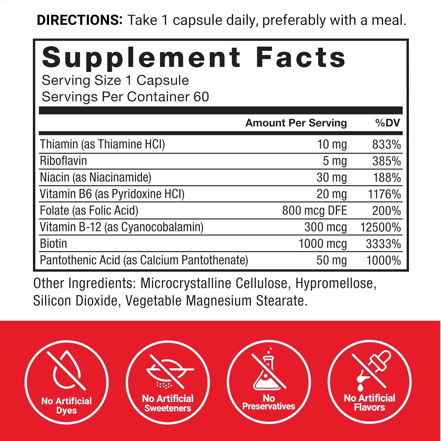 Force Factor Complejo de Vitaminas B - Energía, Vitalidad y Salud Cardiovascular, 60 Cápsulas Vegetales