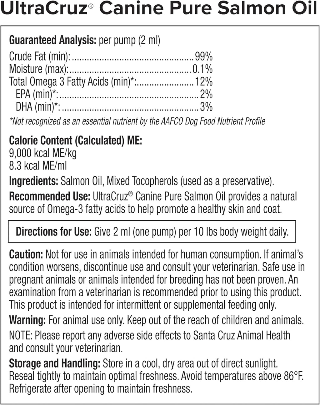UltraCruz Aceite de Salmón Puro para Perros, Recambio de 1 Galón (3.78 L)