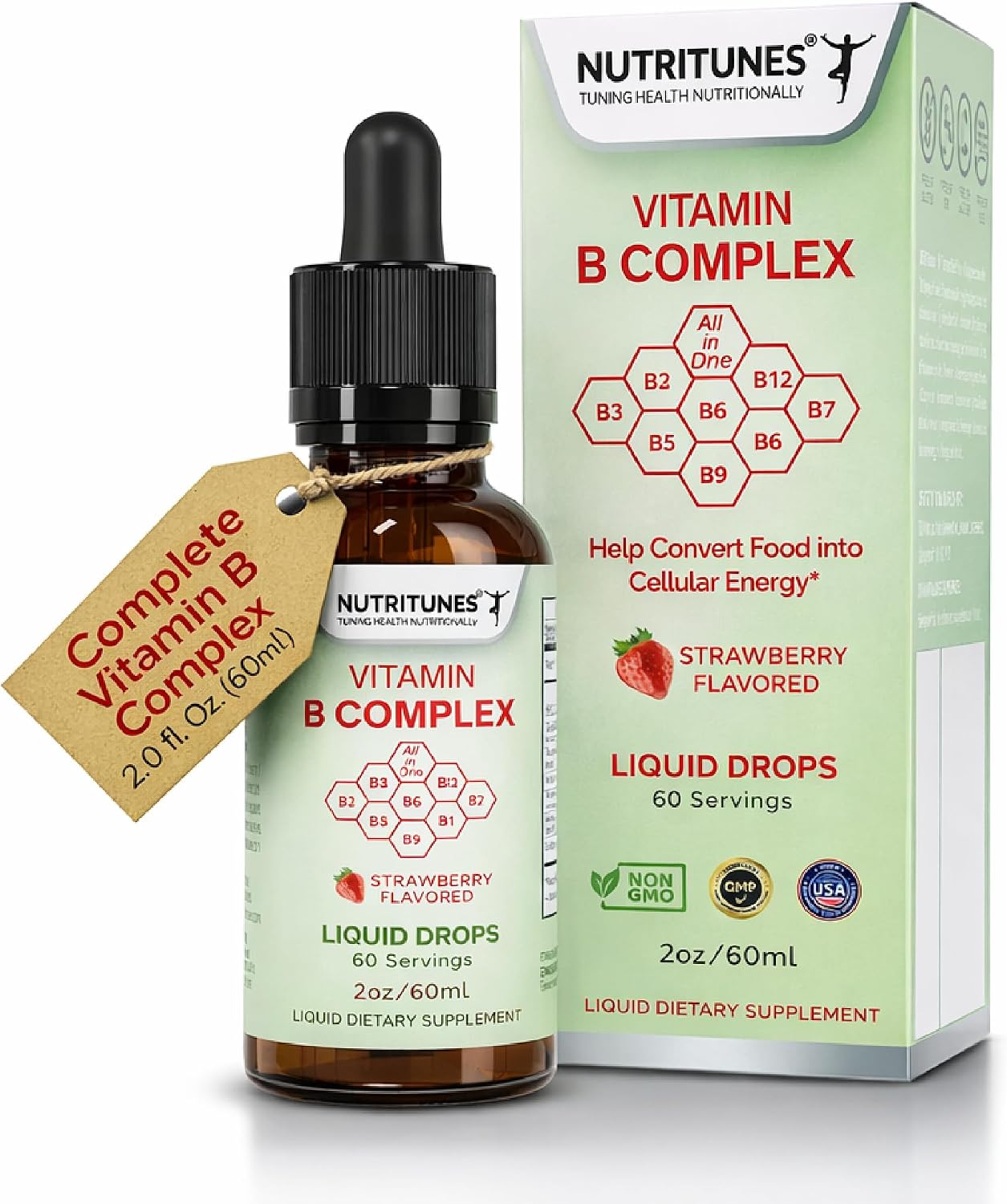 Complejo B en Gominolas - Alta Potencia con Metil B12, Folato, Biotina y Vitamina C - Vegano, Sin Gluten - 60 Gominolas