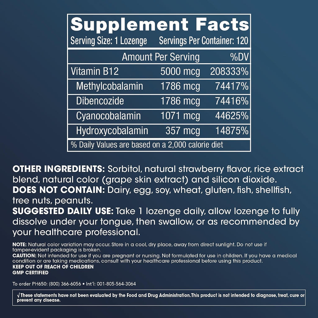 ProHealth Longevity Vitamina B12 5000 mcg Metilcobalamina 120 Comprimidos Sublinguales