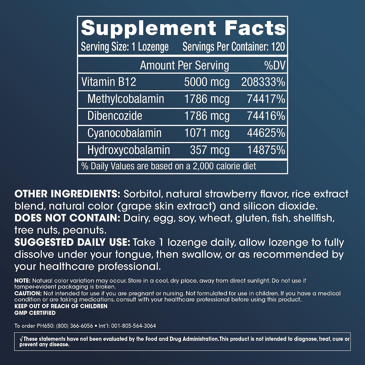 ProHealth Longevity Vitamina B12 5000 mcg Metilcobalamina 120 Comprimidos Sublinguales