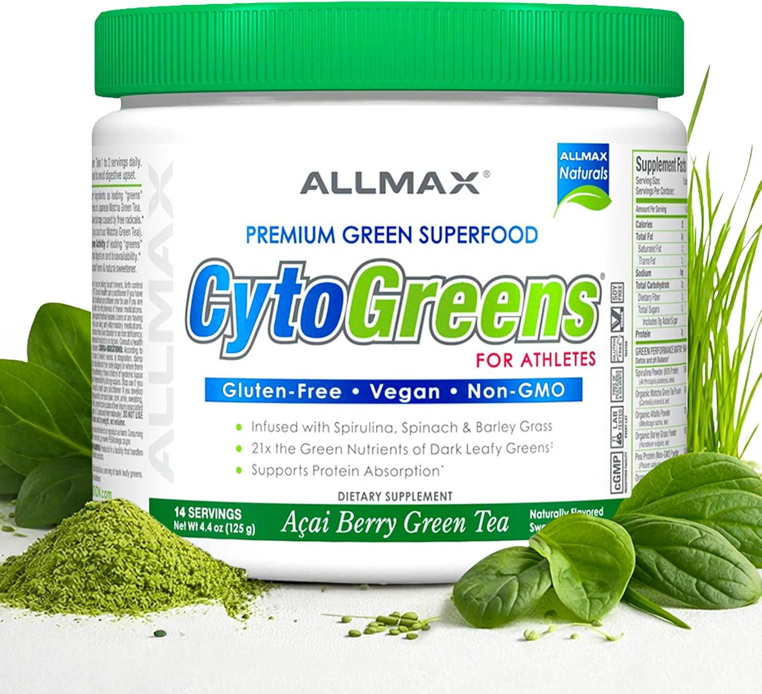 ALLMAX CytoGreens Super Greens en Polvo, Chocolate, 14 Servicios