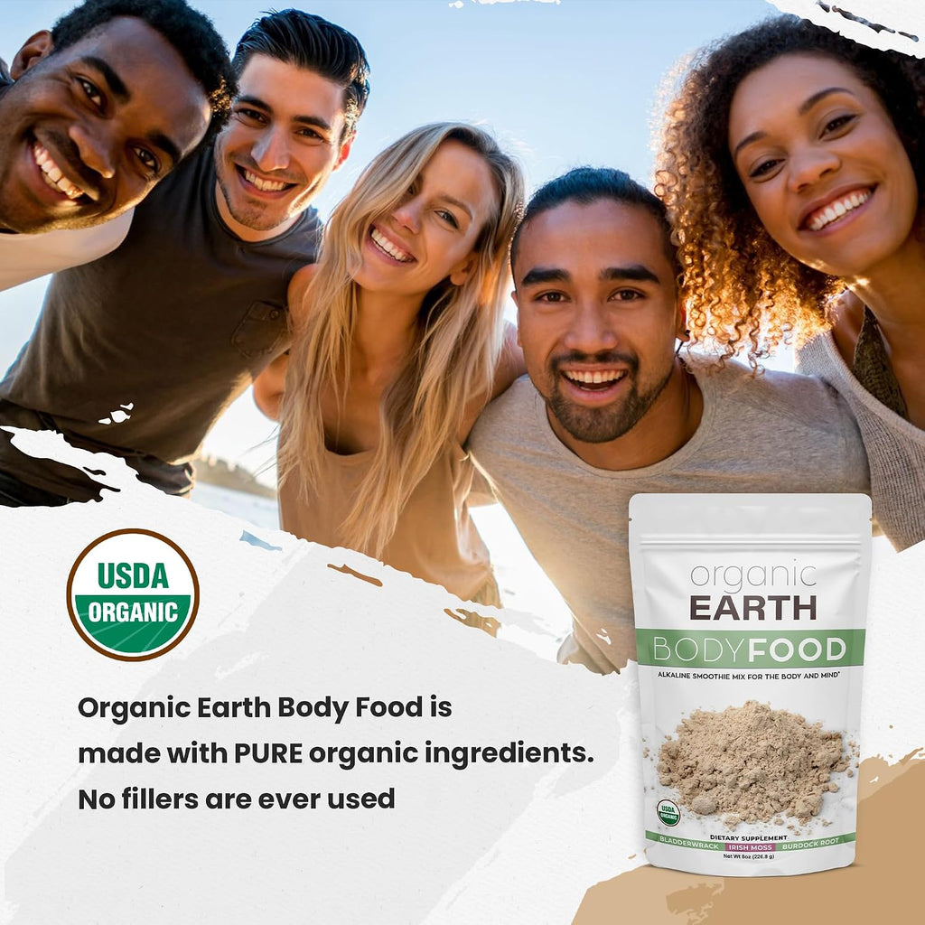 Organic Earth Irish Sea Moss en Polvo Orgánico con Bladderwrack y Bardana - 227g