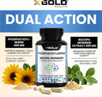 X Gold Health Phosphatidylserine y Bacopa Monnieri 800 mg | Suplemento Nootrópico para el Enfoque y la Memoria | 120 Cápsulas Vegetales