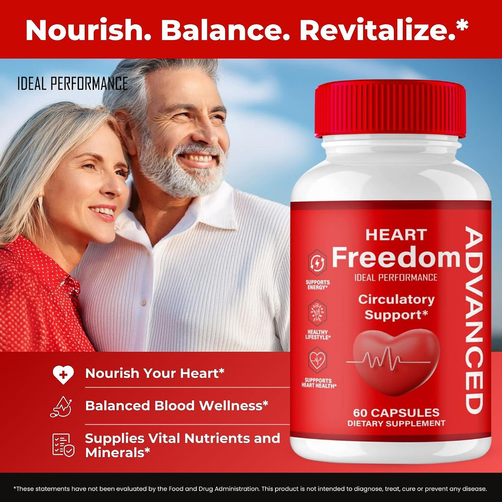 Heart Freedom Capsules, Official HeartFreedom Pills - Energy and Health Maximum Strength, Heart Freedom Circulation Support Capsules, All Natural Glyco Optimizer, Premium Formula Reviews (5 Pack)