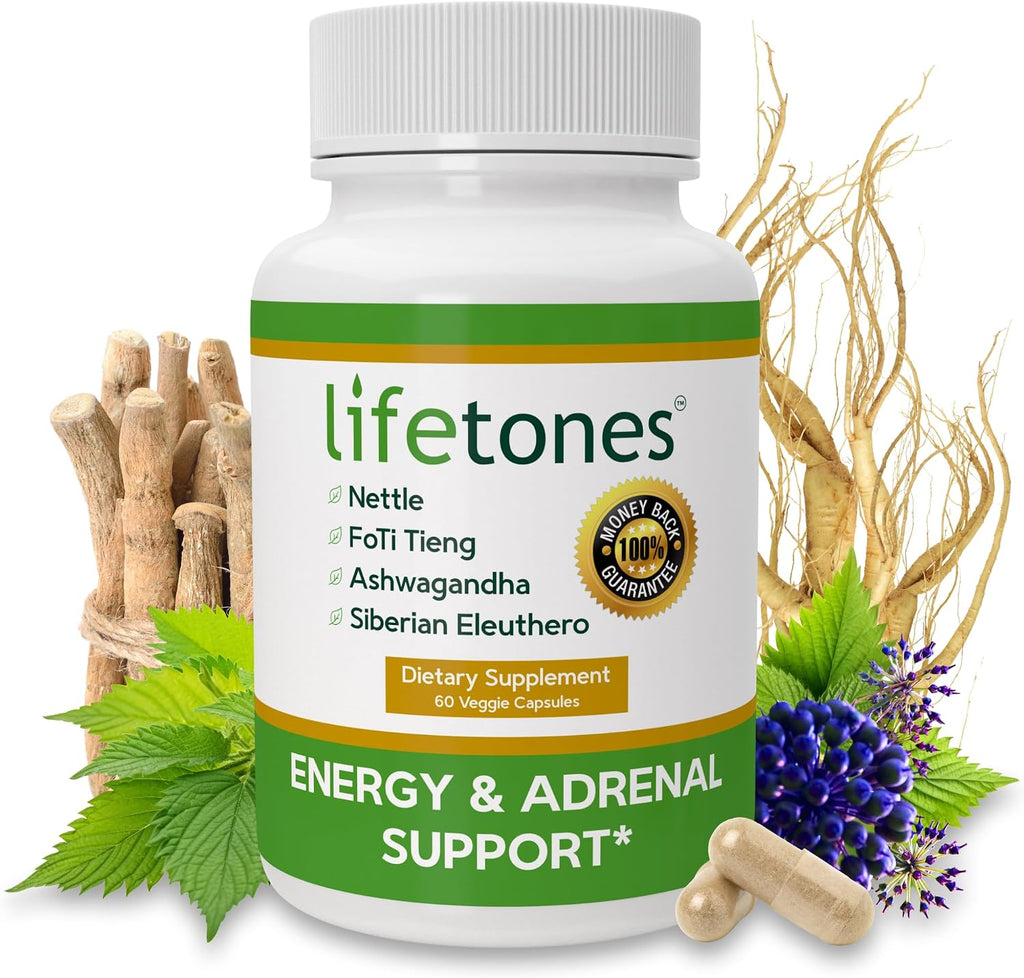 Life Tones Cápsulas de Energía y Soporte Adrenal - 60 Cápsulas Veganas