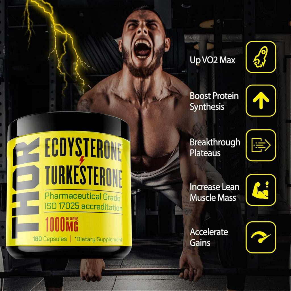 Turkesterone + Ecdysterone | Suplemento Anabólico (180 Cápsulas - 3 Meses) | Pureza 98%-95% | Certificación ISO 17025