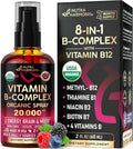 Spray de Complejo B Orgánico USDA - 8 Vitaminas B - Sabor Bayas - 60 ml