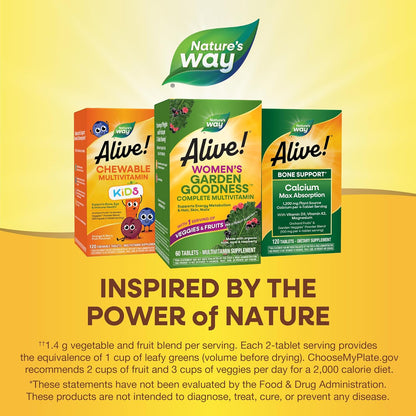 Nature's Way Alive! Multivitamínico Completo para Mujeres con Frutas y Verduras Orgánicas, 60 Comprimidos – Image 7