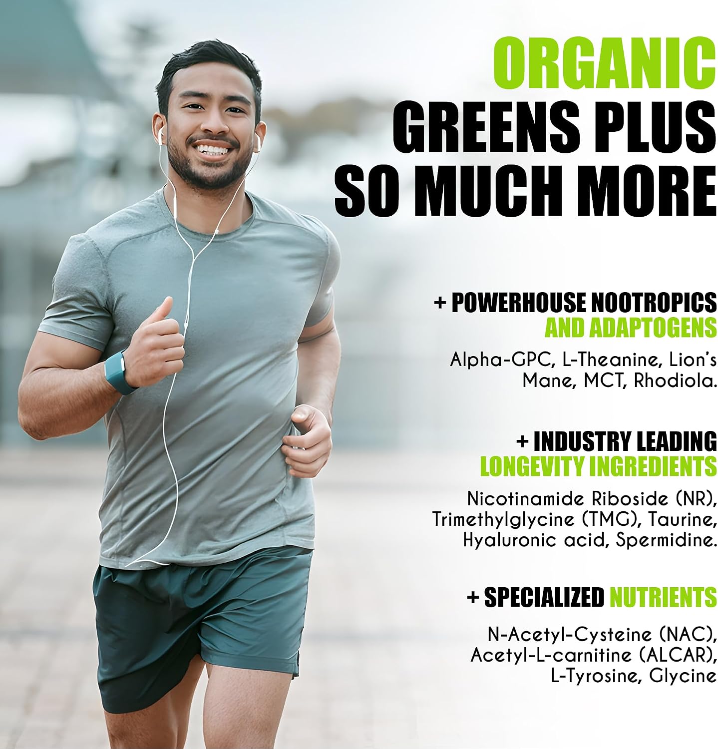 myBrainCo. Nootropic Greens - Mezcla completa de superalimentos orgánicos y nootrópicos (225 g)