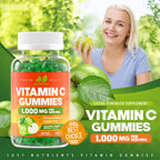 Vitamin C 1000mg Gummies (90 Count) - Maximum Strength Chewable Immune Support & Collagen Support for Adults & Kids - Natural Green Apple Flavor - Gluten Free, Non-GMO, Vegetarian - 90 Gummies