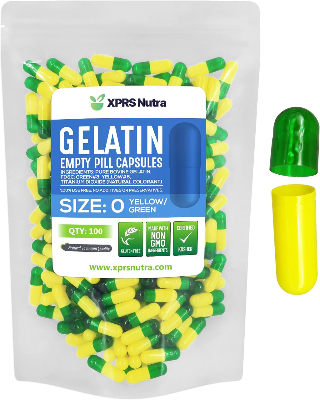 Cápsulas Vacías de Gelatina Tamaño 0 - XPRS Nutra - 100 Unidades