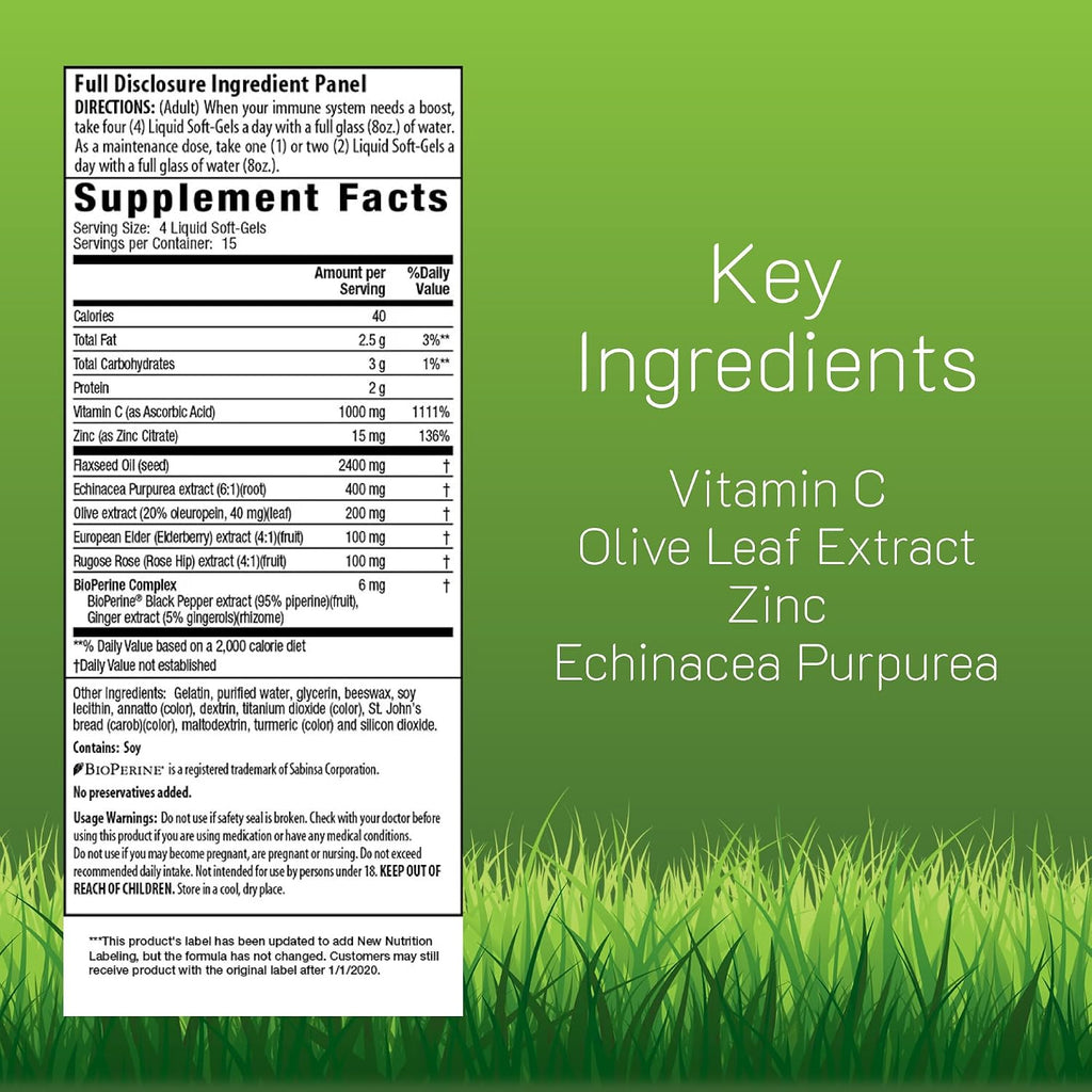 Irwin Naturals Urgent Rescue Mega Vita-C - 60 Cápsulas Blandas Líquidas - 1.000 mg de Vitamina C - Suplemento de Apoyo Inmunológico con Escaramujo y Zinc