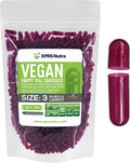 XPRS Nutra Cápsulas Vacías Tamaño 3 - 500 Unidades - Veganas - Vegetarianas - Para Rellenar - DIY - Color Zanahoria Púrpura
