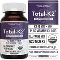 Total K2® | Vitamina K2 como MK7 y MK4 | Más K1 y Cofactor de Vitamina D3 – 620 mcg de K2 por Dosis – All-Trans MK7 de MenaQ7® – Vitamina K de Espectro Completo – Vegano, Certificado Orgánico (60 Cápsulas)