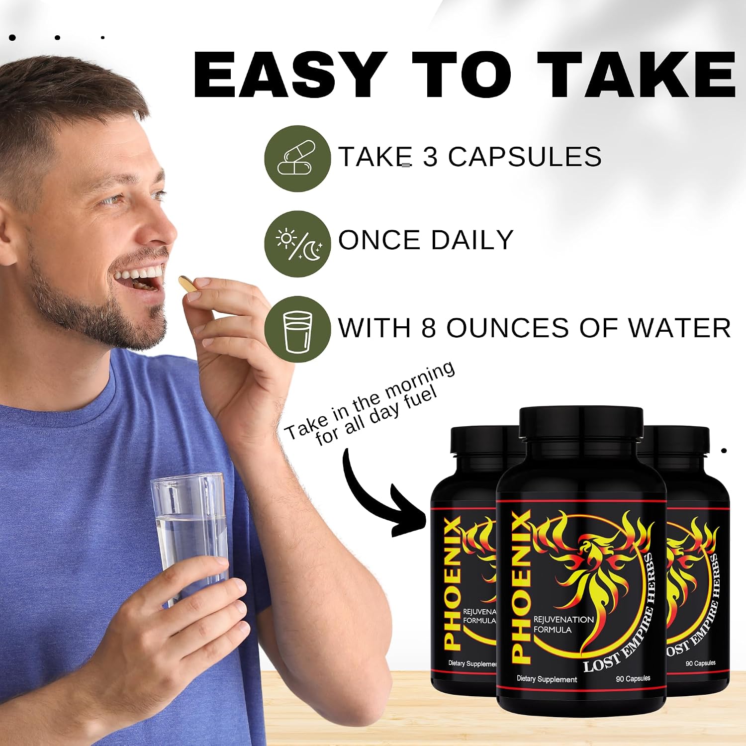 Phoenix Rejuvenation Formula Energy Blend – Mezcla de 4 Hierbas Naturales (90 Cápsulas)