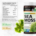 BIO KRAUTER® 3 en 1 Gominolas de Musgo Marino con Fucus y Raíz de Bardana - Veganas, Sabor Mango - 90 Gominolas (45 Días)
