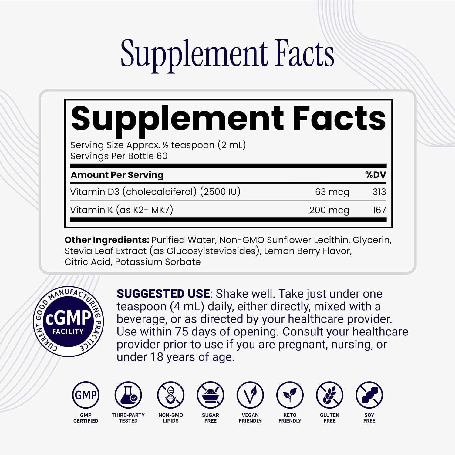 Rho Nutrition Liposomal D3K2 – Suplemento Líquido de Vitaminas D3 y K2 de Alta Absorción