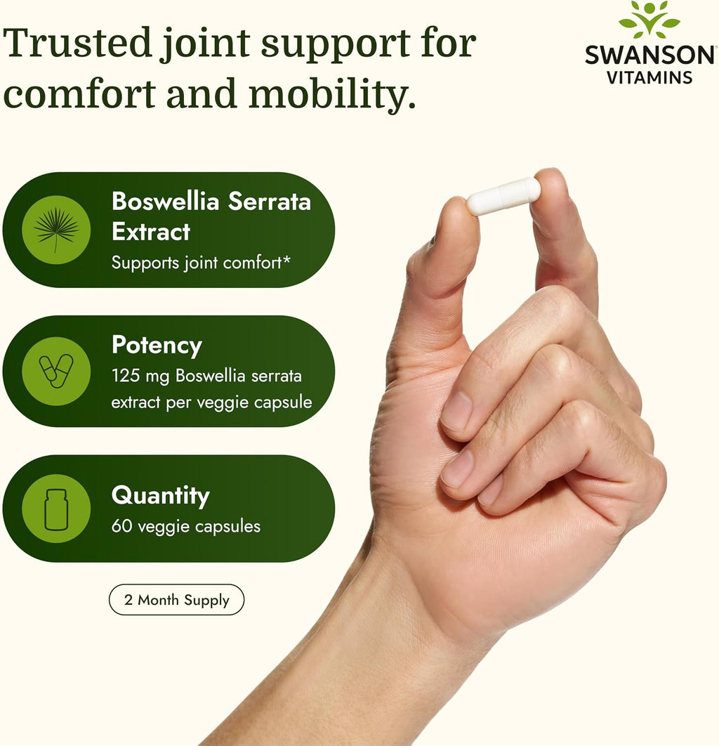 Swanson Boswellia Serrata Extract - Herbal Supplement for Joints - 60 Veggie Capsules