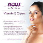 NOW Foods Solutions, Crema de Vitamina E 28.000 UI, Hidratación Intensa, 118 ml