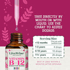 Live Wise Naturals Gotas Líquidas Orgánicas de Vitamina B12 para Niños, 12 ml (0.4 fl oz)