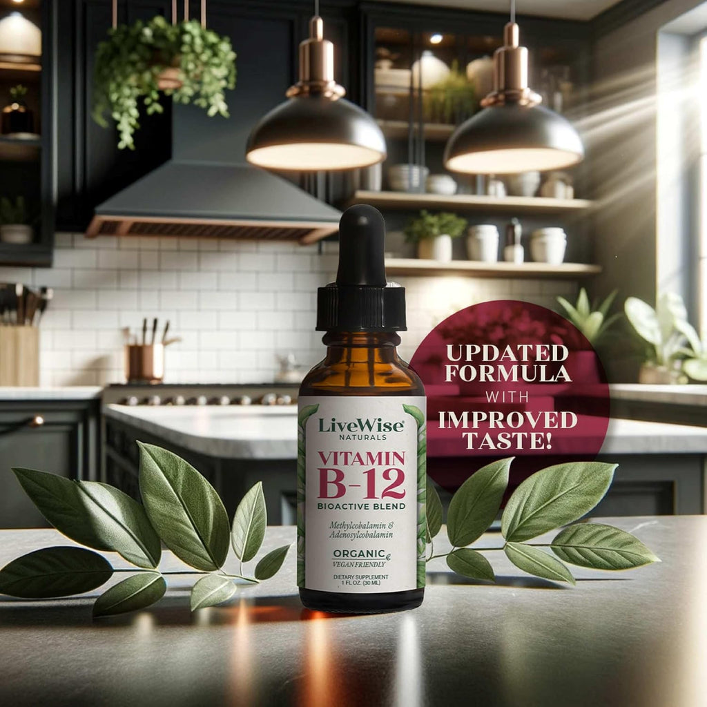 Organic Vitamin B12 1000 mcg Sublingual Drops, Unflavored, 2 oz - Methylcobalamin & Adenosylcobalamin - Vegan, Gluten-Free