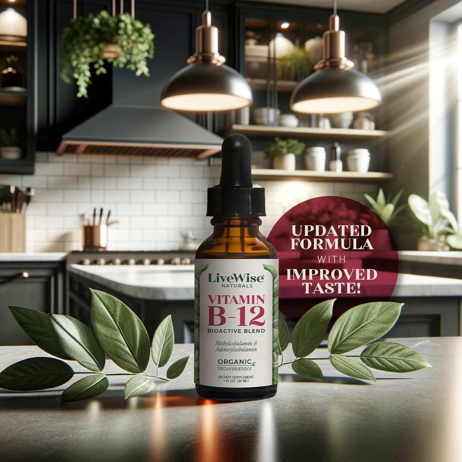 Organic Vitamin B12 1000 mcg Sublingual Drops, Unflavored, 2 oz - Methylcobalamin & Adenosylcobalamin - Vegan, Gluten-Free