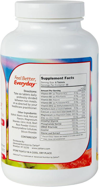 Zahler KidsActive - Fórmula de concentración para niños, 180 comprimidos masticables sabor ponche de frutas – Image 2