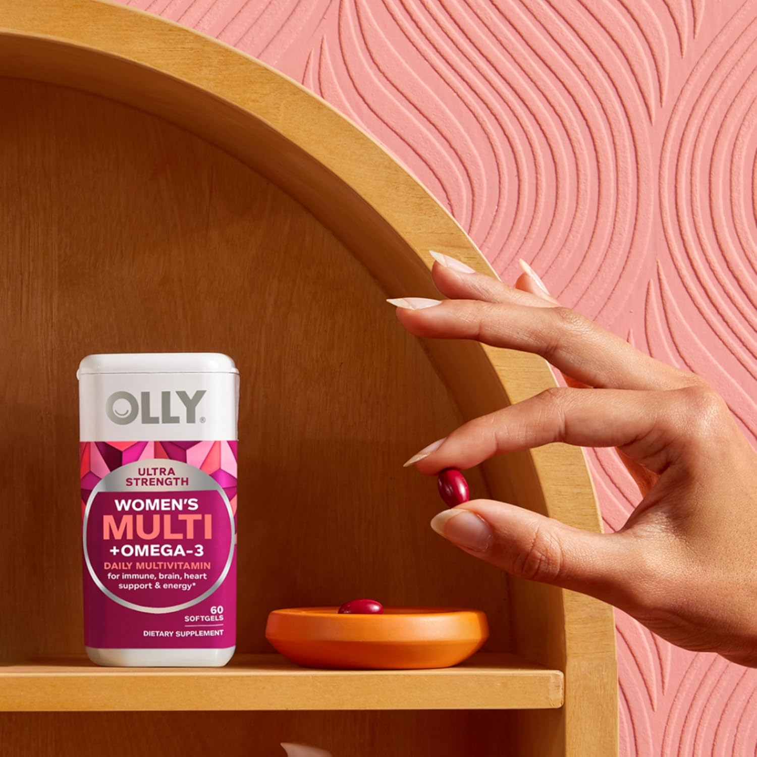 OLLY Ultra Strength Women's Multi Softgels - Multivitamínico diario para mujeres con Omega-3, Hierro y Vitaminas A, C, D, E, B12 - 60 cápsulas blandas