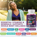Gominolas Multivitamínicas Completas para Adultos – Mezcla de Vitaminas A, B, C, D, E, Zinc y Biotina – Energía e Inmunidad – 90 Gominolas Veganas Sin Gluten